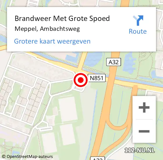 Locatie op kaart van de 112 melding: Brandweer Met Grote Spoed Naar Meppel, Ambachtsweg op 10 juli 2014 08:29