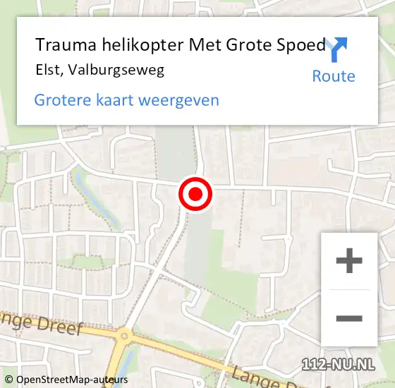 Locatie op kaart van de 112 melding: Trauma helikopter Met Grote Spoed Naar Elst, Valburgseweg op 4 maart 2022 06:12