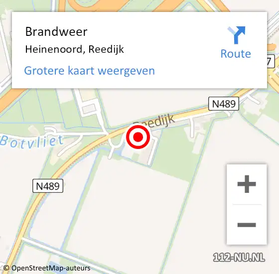 Locatie op kaart van de 112 melding: Brandweer Heinenoord, Reedijk op 4 maart 2022 06:21