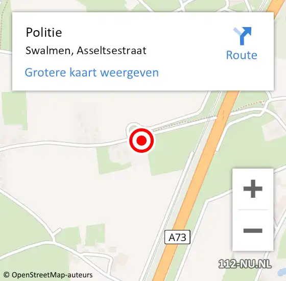 Locatie op kaart van de 112 melding: Politie Swalmen, Asseltsestraat op 4 maart 2022 06:59