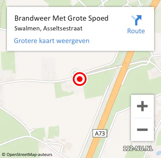 Locatie op kaart van de 112 melding: Brandweer Met Grote Spoed Naar Swalmen, Asseltsestraat op 4 maart 2022 06:59