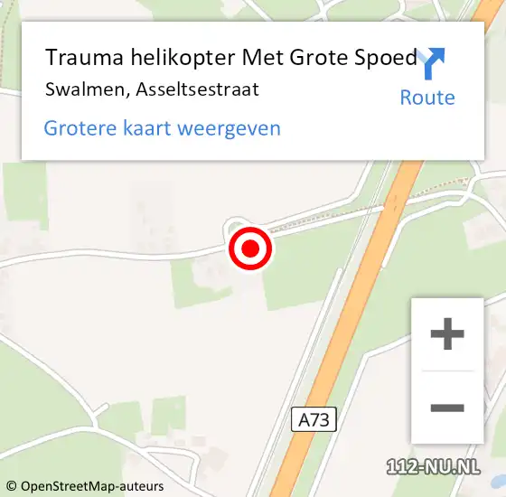 Locatie op kaart van de 112 melding: Trauma helikopter Met Grote Spoed Naar Swalmen, Asseltsestraat op 4 maart 2022 07:00