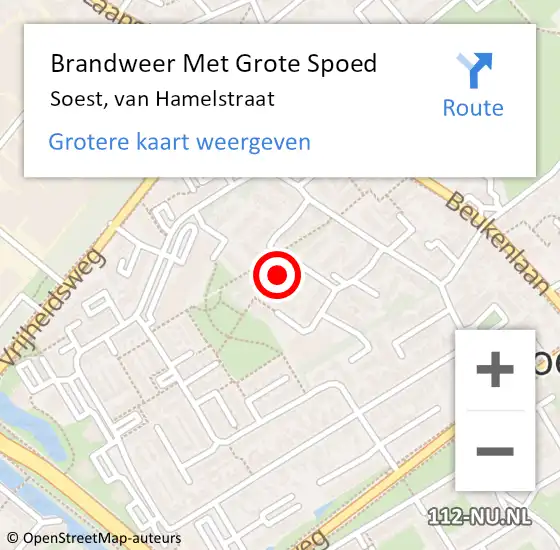Locatie op kaart van de 112 melding: Brandweer Met Grote Spoed Naar Soest, van Hamelstraat op 4 maart 2022 08:14