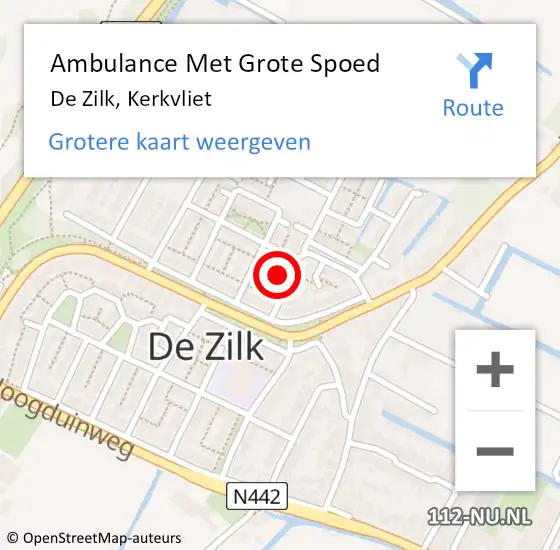 Locatie op kaart van de 112 melding: Ambulance Met Grote Spoed Naar De Zilk, Kerkvliet op 4 maart 2022 08:16