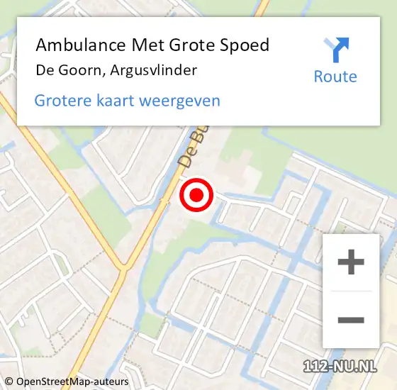 Locatie op kaart van de 112 melding: Ambulance Met Grote Spoed Naar De Goorn, Argusvlinder op 4 maart 2022 08:19