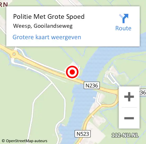 Locatie op kaart van de 112 melding: Politie Met Grote Spoed Naar Weesp, Gooilandseweg op 4 maart 2022 08:38