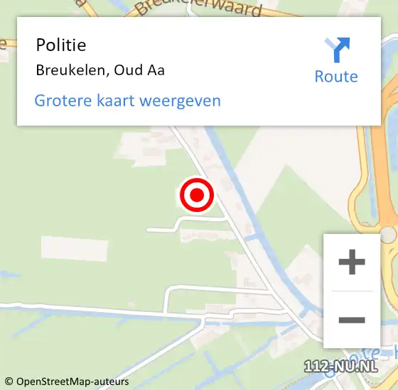 Locatie op kaart van de 112 melding: Politie Breukelen, Oud Aa op 4 maart 2022 08:40