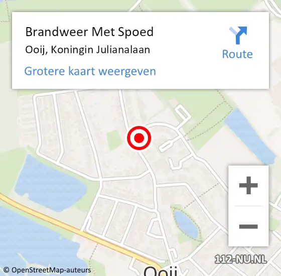 Locatie op kaart van de 112 melding: Brandweer Met Spoed Naar Ooij, Koningin Julianalaan op 4 maart 2022 09:12