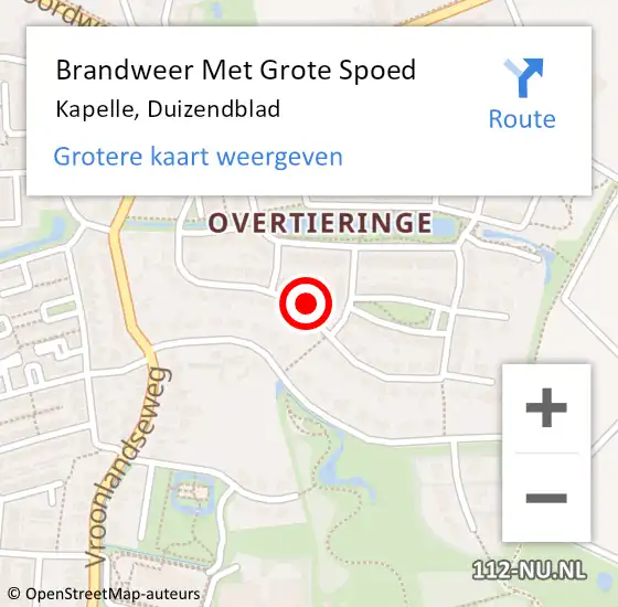 Locatie op kaart van de 112 melding: Brandweer Met Grote Spoed Naar Kapelle, Duizendblad op 4 maart 2022 09:28