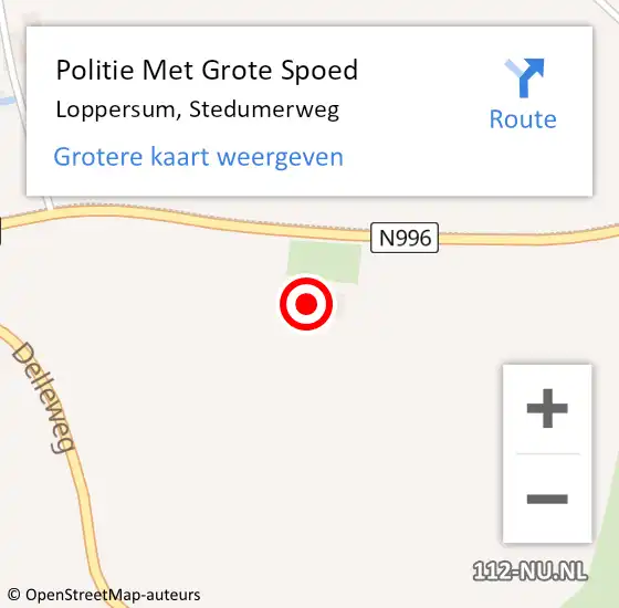 Locatie op kaart van de 112 melding: Politie Met Grote Spoed Naar Loppersum, Stedumerweg op 4 maart 2022 09:38