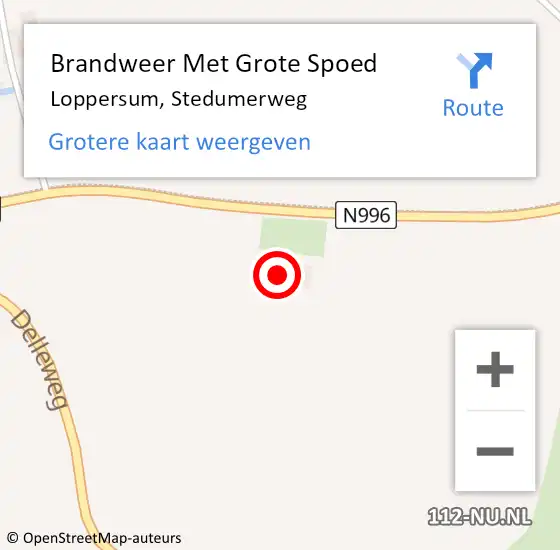 Locatie op kaart van de 112 melding: Brandweer Met Grote Spoed Naar Loppersum, Stedumerweg op 4 maart 2022 09:38