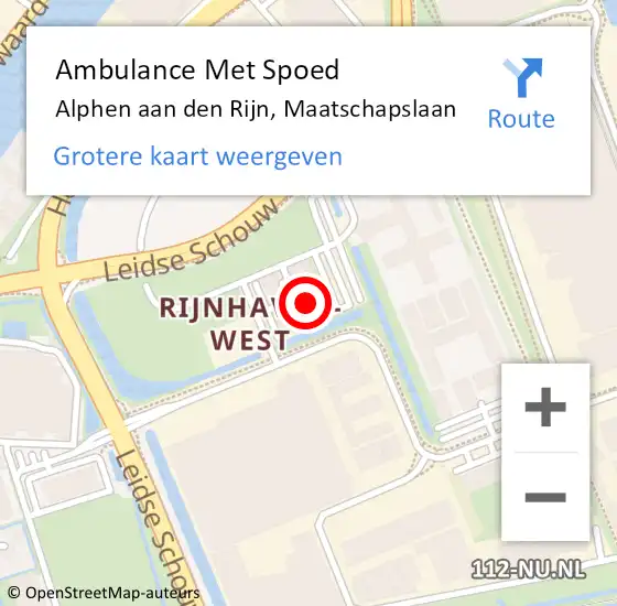 Locatie op kaart van de 112 melding: Ambulance Met Spoed Naar Alphen aan den Rijn, Maatschapslaan op 4 maart 2022 09:55