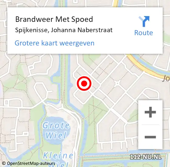 Locatie op kaart van de 112 melding: Brandweer Met Spoed Naar Spijkenisse, Johanna Naberstraat op 4 maart 2022 10:13