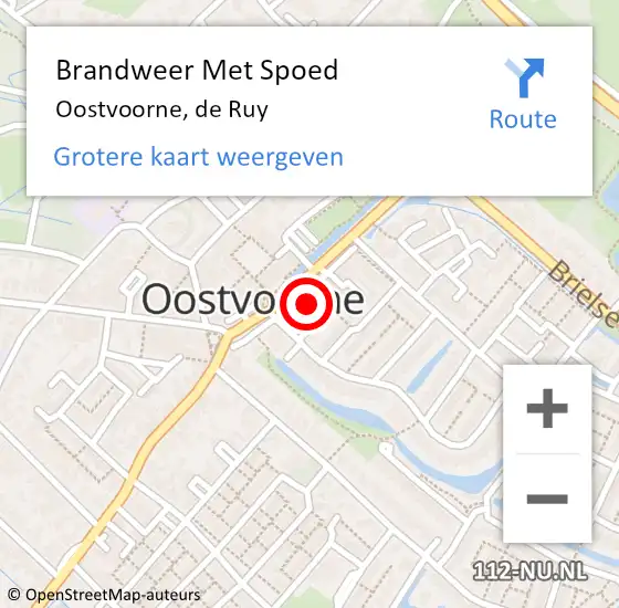 Locatie op kaart van de 112 melding: Brandweer Met Spoed Naar Oostvoorne, de Ruy op 4 maart 2022 10:20