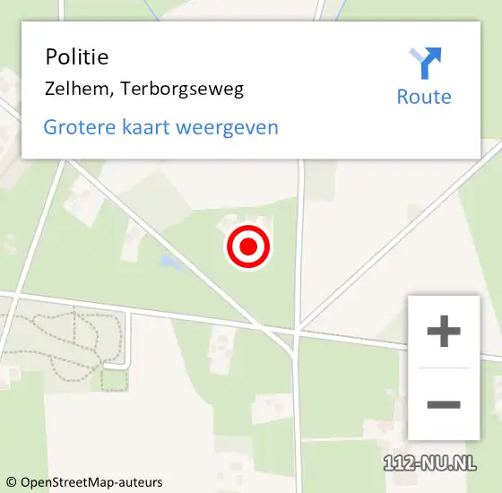 Locatie op kaart van de 112 melding: Politie Zelhem, Terborgseweg op 4 maart 2022 10:36