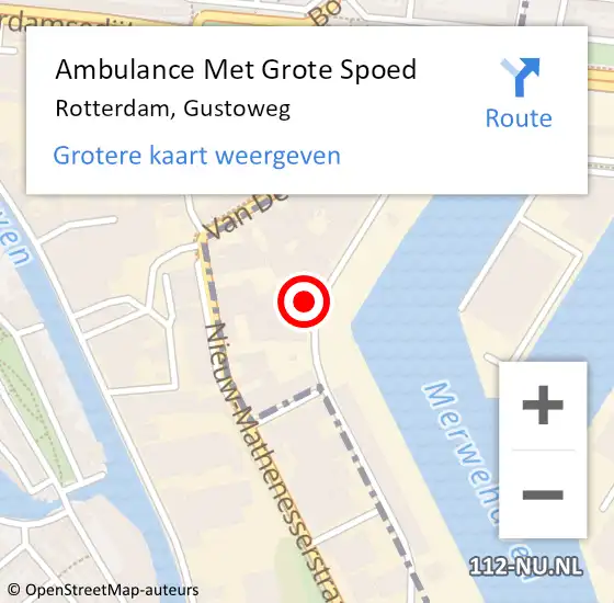Locatie op kaart van de 112 melding: Ambulance Met Grote Spoed Naar Rotterdam, Gustoweg op 4 maart 2022 10:47