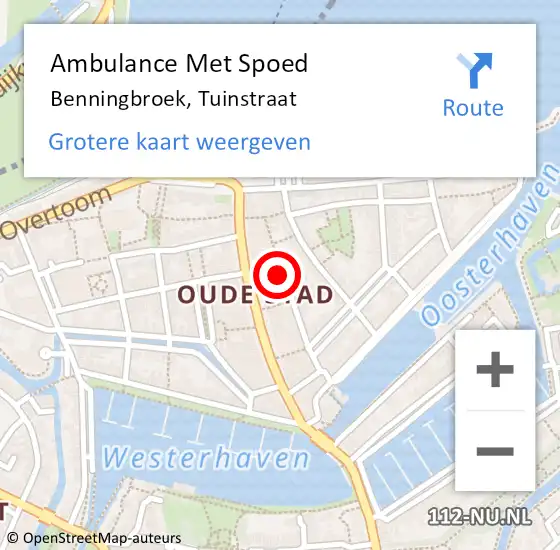 Locatie op kaart van de 112 melding: Ambulance Met Spoed Naar Benningbroek, Tuinstraat op 4 maart 2022 10:56