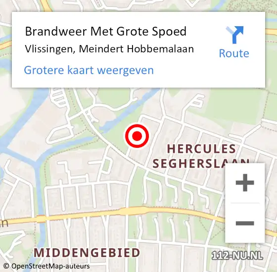 Locatie op kaart van de 112 melding: Brandweer Met Grote Spoed Naar Vlissingen, Meindert Hobbemalaan op 4 maart 2022 10:58