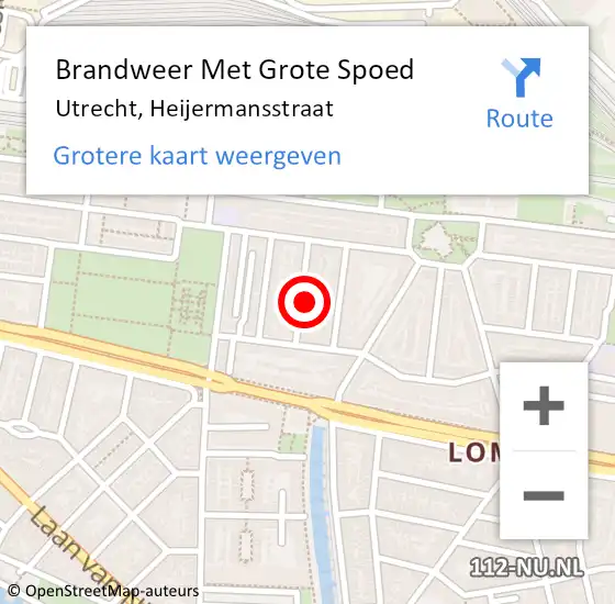 Locatie op kaart van de 112 melding: Brandweer Met Grote Spoed Naar Utrecht, Heijermansstraat op 4 maart 2022 11:15