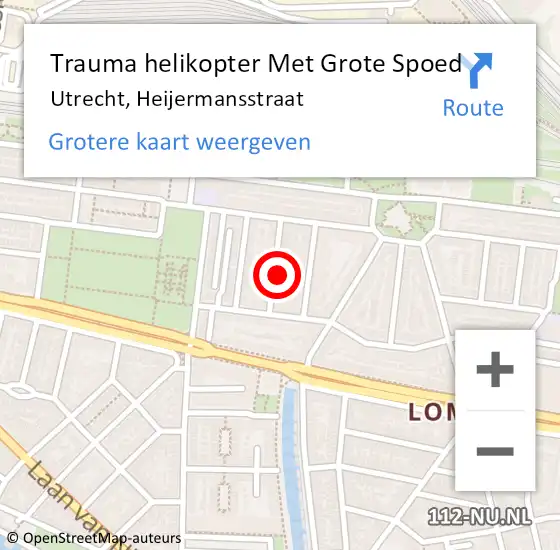 Locatie op kaart van de 112 melding: Trauma helikopter Met Grote Spoed Naar Utrecht, Heijermansstraat op 4 maart 2022 11:16