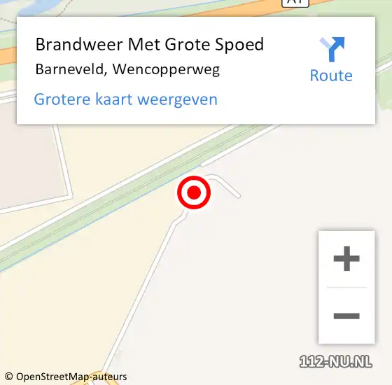 Locatie op kaart van de 112 melding: Brandweer Met Grote Spoed Naar Barneveld, Wencopperweg op 4 maart 2022 11:21