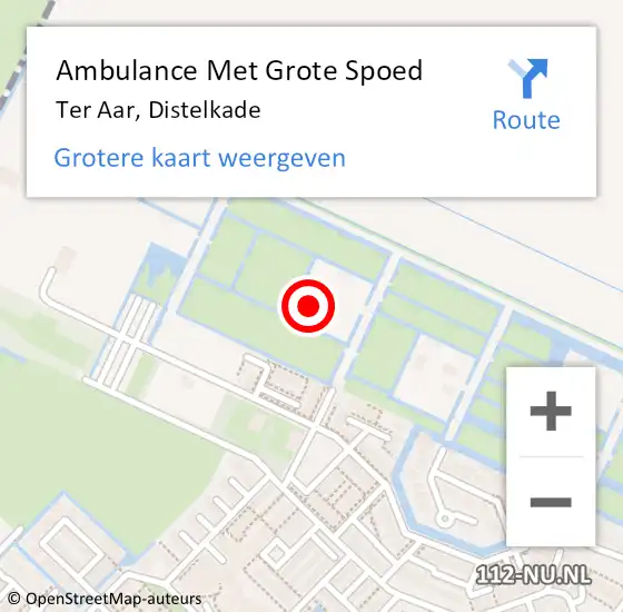 Locatie op kaart van de 112 melding: Ambulance Met Grote Spoed Naar Ter Aar, Distelkade op 4 maart 2022 11:47