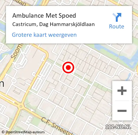 Locatie op kaart van de 112 melding: Ambulance Met Spoed Naar Castricum, Dag Hammarskjöldlaan op 4 maart 2022 11:52