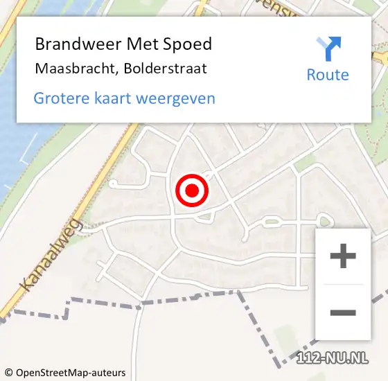 Locatie op kaart van de 112 melding: Brandweer Met Spoed Naar Maasbracht, Bolderstraat op 4 maart 2022 12:15