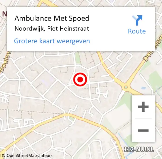 Locatie op kaart van de 112 melding: Ambulance Met Spoed Naar Noordwijk, Piet Heinstraat op 4 maart 2022 12:21