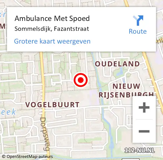 Locatie op kaart van de 112 melding: Ambulance Met Spoed Naar Sommelsdijk, Fazantstraat op 4 maart 2022 12:26