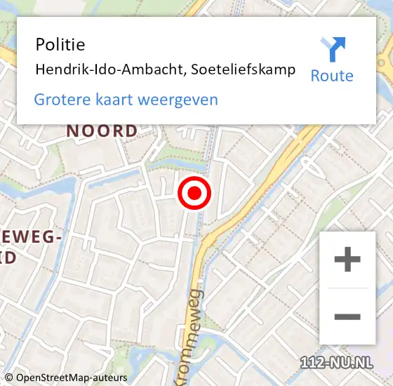 Locatie op kaart van de 112 melding: Politie Hendrik-Ido-Ambacht, Soeteliefskamp op 4 maart 2022 12:58