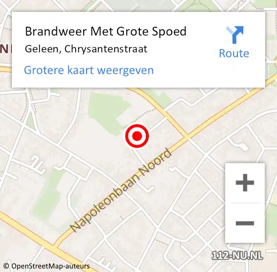 Locatie op kaart van de 112 melding: Brandweer Met Grote Spoed Naar Geleen, Chrysantenstraat op 4 maart 2022 13:06