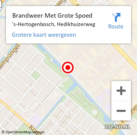 Locatie op kaart van de 112 melding: Brandweer Met Grote Spoed Naar 's-Hertogenbosch, Hedikhuizerweg op 4 maart 2022 13:06