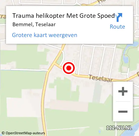 Locatie op kaart van de 112 melding: Trauma helikopter Met Grote Spoed Naar Bemmel, Teselaar op 4 maart 2022 13:15