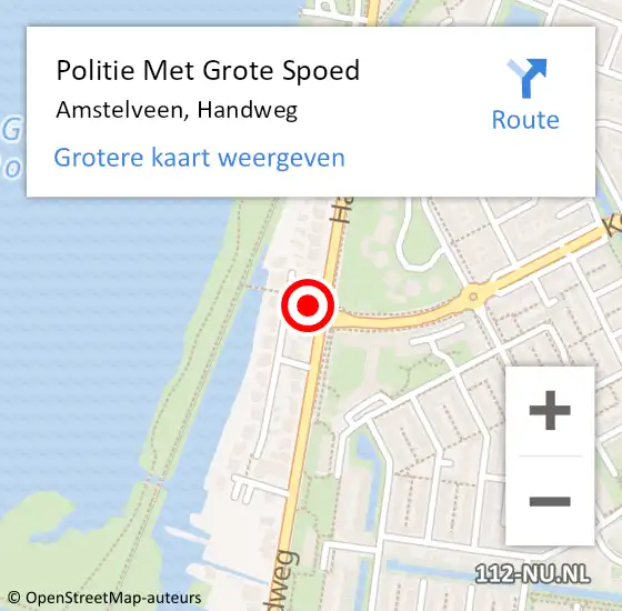 Locatie op kaart van de 112 melding: Politie Met Grote Spoed Naar Amstelveen, Handweg op 4 maart 2022 13:38