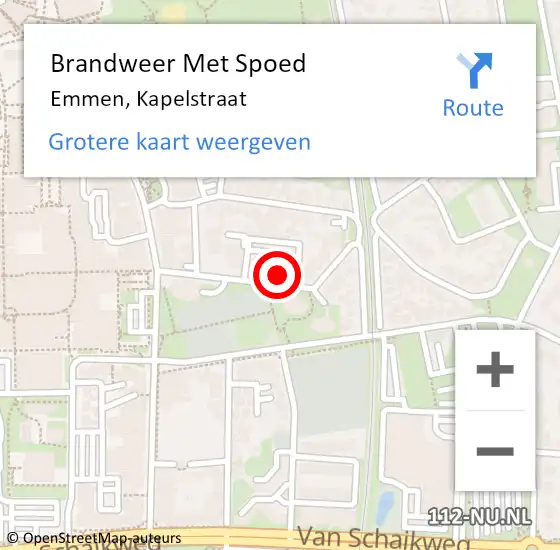 Locatie op kaart van de 112 melding: Brandweer Met Spoed Naar Emmen, Kapelstraat op 4 maart 2022 13:53