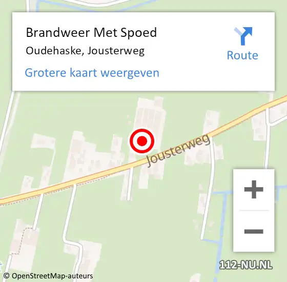 Locatie op kaart van de 112 melding: Brandweer Met Spoed Naar Oudehaske, Jousterweg op 4 maart 2022 13:56