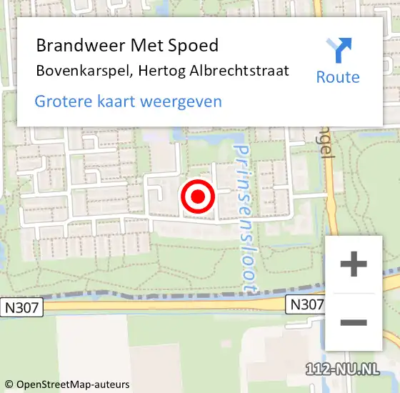 Locatie op kaart van de 112 melding: Brandweer Met Spoed Naar Bovenkarspel, Hertog Albrechtstraat op 4 maart 2022 13:56