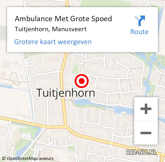 Locatie op kaart van de 112 melding: Ambulance Met Grote Spoed Naar Tuitjenhorn, Manusveert op 4 maart 2022 14:18