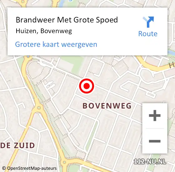 Locatie op kaart van de 112 melding: Brandweer Met Grote Spoed Naar Huizen, Bovenweg op 4 maart 2022 14:23