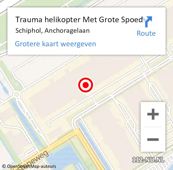 Locatie op kaart van de 112 melding: Trauma helikopter Met Grote Spoed Naar Schiphol, Anchoragelaan op 4 maart 2022 14:24