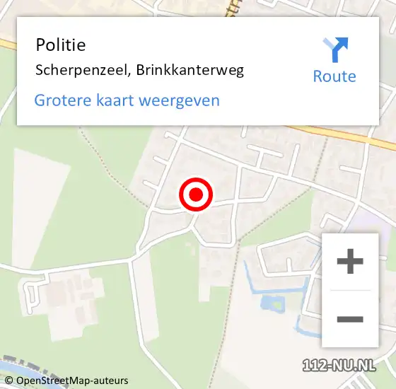 Locatie op kaart van de 112 melding: Politie Scherpenzeel, Brinkkanterweg op 4 maart 2022 14:28