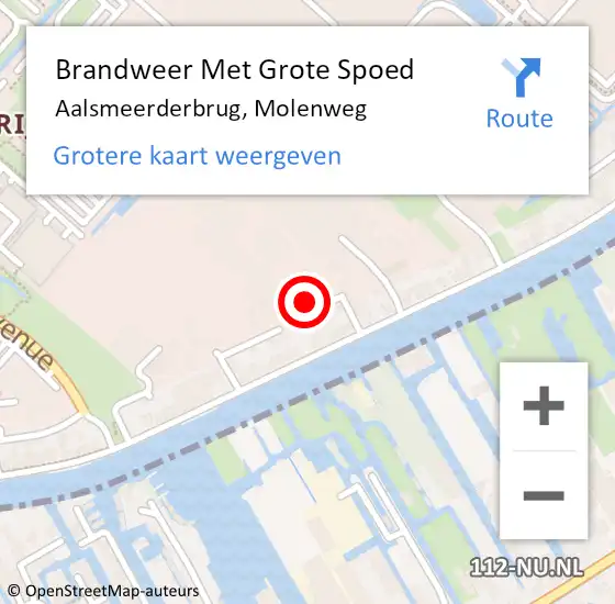 Locatie op kaart van de 112 melding: Brandweer Met Grote Spoed Naar Aalsmeerderbrug, Molenweg op 10 juli 2014 08:48