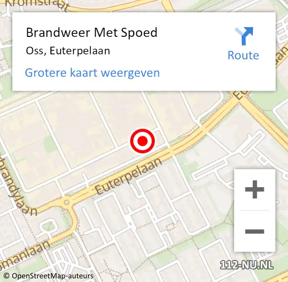 Locatie op kaart van de 112 melding: Brandweer Met Spoed Naar Oss, Euterpelaan op 4 maart 2022 14:39