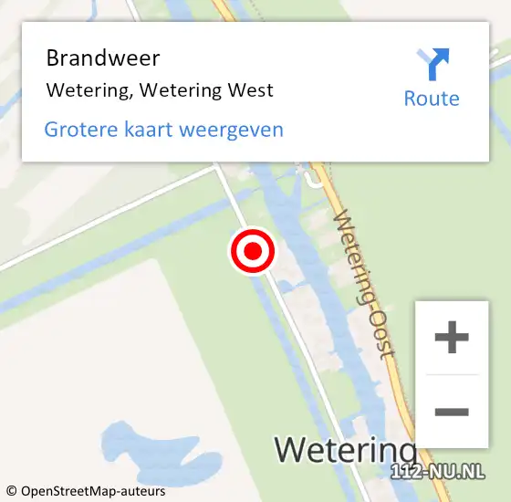 Locatie op kaart van de 112 melding: Brandweer Wetering, Wetering West op 7 oktober 2013 19:23