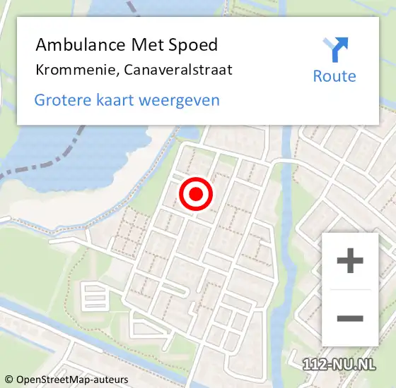 Locatie op kaart van de 112 melding: Ambulance Met Spoed Naar Krommenie, Canaveralstraat op 4 maart 2022 14:41