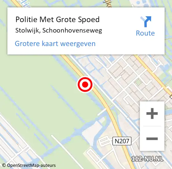 Locatie op kaart van de 112 melding: Politie Met Grote Spoed Naar Stolwijk, Schoonhovenseweg op 4 maart 2022 14:51