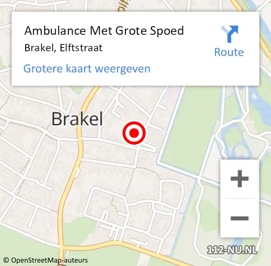 Locatie op kaart van de 112 melding: Ambulance Met Grote Spoed Naar Brakel, Elftstraat op 4 maart 2022 15:01