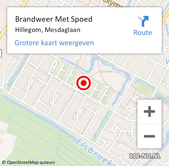 Locatie op kaart van de 112 melding: Brandweer Met Spoed Naar Hillegom, Mesdaglaan op 4 maart 2022 15:05