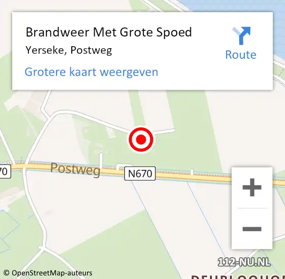 Locatie op kaart van de 112 melding: Brandweer Met Grote Spoed Naar Yerseke, Postweg op 4 maart 2022 15:13